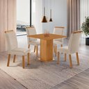 Ver imagem 1 de Conjunto Mesa de Jantar 90cm com 4 Cadeiras Estofadas Multimóveis Crrft-CON047 Madeirado/Creme