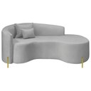 Ver imagem 2 de Divã Recamier Curvo Sala de Estar Recepção Inglaterra 200cm Pés Metal Dourado Lado Direito Linho Cin