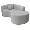 Ver imagem 6 de Divã Recamier Curvo Sala de Estar Recepção Inglaterra 200cm Pés Metal Dourado Lado Direito Linho Cin