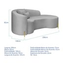 Ver imagem 3 de Divã Recamier Curvo Sala de Estar Recepção Inglaterra 200cm Pés Metal Dourado Lado Direito Linho Cin