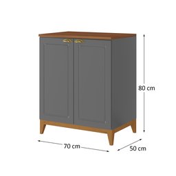 Balção para Cozinha 2 Portas 80 Cm com Pés de Madeira - 3