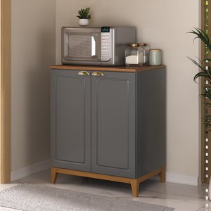 Balção para Cozinha 2 Portas 80 Cm com Pés de Madeira