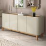 Buffet Aparador Flip 1,80 4 Portas Sala - 3 Cores:off White-cumarú - 1