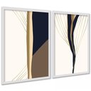 Ver imagem 1 de Kit 2 Quadros Elegantes Neutros Abstratos 24x18cm:moldura Branca