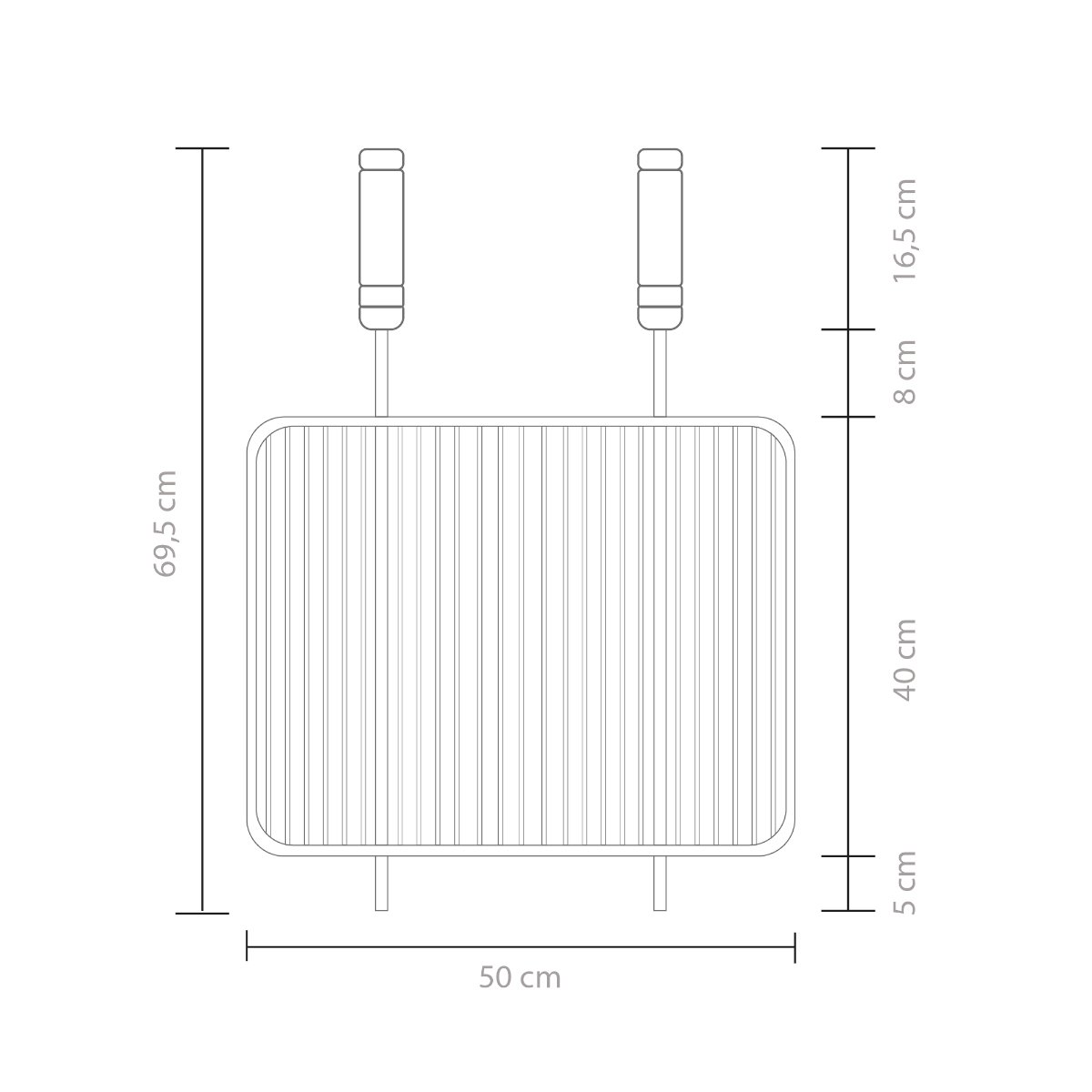 Grelha Parilla Uruguaia em Aço Inox para Carnes 50x40 com Cabo de Madeira Gourmet - 5