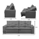 Ver imagem 3 de Sofá Retrátil e Reclinável 2 Lugares com Molas 1,50m Aline Suede Cinza Rover & Beato