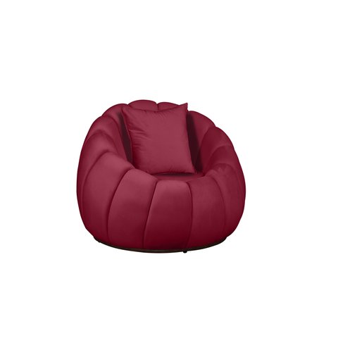 Poltrona Decorativa Concha C/almofada Veludo Vermelho - Montanaris Decor
