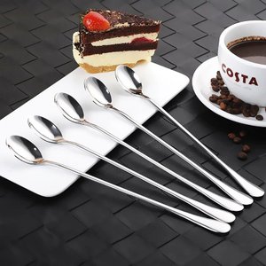 Colher com Cabo Longo 20,5cm Aço Inoxidável Walfos , Colher de Chá, Sorvete, Sobremesa e Piquenique
