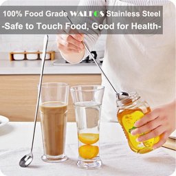 Colher com Cabo Longo 20,5cm Aço Inoxidável Walfos , Colher de Chá, Sorvete, Sobremesa e Piquenique - 4