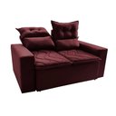 Ver mais imagens de Sofá 3 Lugares Retrátil e Reclinável 1.80m Cama Inbox Smal com Bordado Pantográfico Suede Vinho