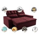 Ver imagem 3 de Sofá 3 Lugares Retrátil e Reclinável 1.80m Cama Inbox Smal com Bordado Pantográfico Suede Vinho