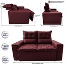Ver imagem 2 de Sofá 3 Lugares Retrátil e Reclinável 1.80m Cama Inbox Smal com Bordado Pantográfico Suede Vinho