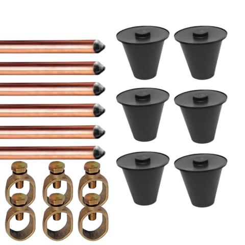 Kit Haste Aterr Cobre - 1/2 X 2,0mts 10mm + Conector + Caixa