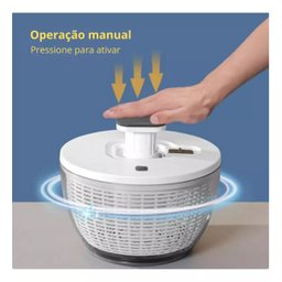 Centrifuga de Salada Folhas Grande Simples Usar Cor Branco - 3