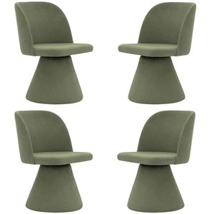 Kit 04 Cadeiras de Jantar Base Fixa Liz Linho Verde - Nexta Casa