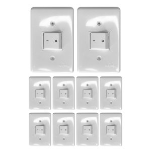 Kit 10 Interruptor 1 Modulo Bipolar Ilumi para Embutir 4x2 250v 10a Cor:branco
