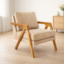 Ver imagem 4 de Poltrona Mona Luxo Madeira Maciça Veludo Bege para Sala de Estar Decorativa Moderna