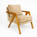 Ver imagem 1 de Poltrona Mona Luxo Madeira Maciça Veludo Bege para Sala de Estar Decorativa Moderna