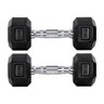 Par Halteres 3kg + 3kg Dumbbell Sextavado Emborrachado Pegada Cromada Gallant (gdb03f3b-pt) - 1