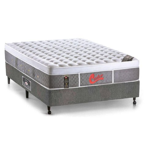 Cama Box Viúva: Colchão Molas Pocket Ensacadas Castor Light Stress Oxygen New Plush + Base Sl Gold