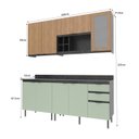 Ver imagem 4 de Cozinha Compacta Azaleia 8 Portas e 3 Gavetas com Divisor de Talheres Mármore Lunar/verde Mar/freijó