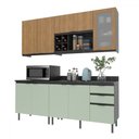 Ver imagem 2 de Cozinha Compacta Azaleia 8 Portas e 3 Gavetas com Divisor de Talheres Mármore Lunar/verde Mar/freijó