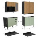 Ver imagem 3 de Cozinha Compacta Azaleia 8 Portas e 3 Gavetas com Divisor de Talheres Mármore Lunar/verde Mar/freijó