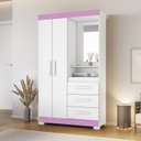 Ver imagem 7 de Guarda-Roupa Solteiro com Espelho e 2 Portas Branco/New/Rosa