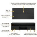 Ver imagem 4 de Rack Retrô com Painel para TV até 65" Multimóveis Flórida FG3133 Preto/Natural