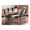 Ver imagem 1 de Sala de Jantar Completa Loire c/ Tampo Vidro 150cm + 6 Cadeiras Lisboa Cromado/Courano Preto -
