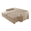 Ver imagem 6 de Sofá Cama 2 Lugares Retrátil Reclinável 180cm Linho com Molas Ensacadas Atena Yescasa Bege
