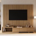 Ver imagem 2 de Rack Extensível com Painel Ripado TV 75 Polegadas Planejado 200x180cm Aruá CabeCasa MadeiraOriginals