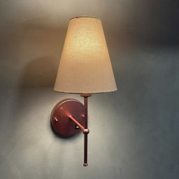 Luminaria de Parede Rose Gold Quarto Solteiro com Interruptor Cupula Bege Algodao + Lampada 3000k Bq - 6