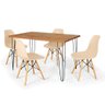 Conjunto Mesa de Jantar Hairpin 130x80 Natural com 4 Cadeiras Eames Eiffel - Nude - 1