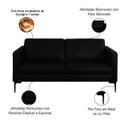 Ver imagem 3 de Sofá Decorativo Sala de Estar Europa 2 Lugares 200cm Couro Preto - Mozzelar