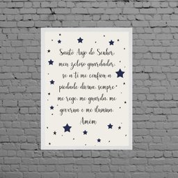 Quadro Santo Anjo Do Senhor Estrelinhas 45x34cm:Madeira preta - 1