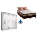 Ver imagem 1 de Cama Box Casal + Colchão Classic + Guarda Roupa Master 8.6 Branco