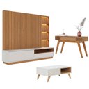 Ver imagem 1 de Estante Home Theater Cancún Freijó Off White Matte com Mesa de Centro Jeri Off White Freijó e Aparad