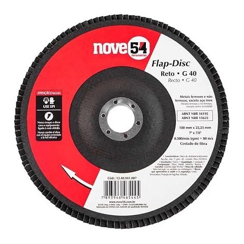 Disco Flap Reto 7" G40 Oxido de Alumínio Nove 54