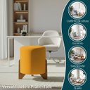 Ver imagem 4 de Kit 2 Puffs Decorativos Eloah Suede Redondo Assento Extra para Sala Quarto Pufe com Pés de Madeira