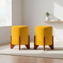 Ver imagem 1 de Kit 2 Puffs Decorativos Eloah Suede Redondo Assento Extra para Sala Quarto Pufe com Pés de Madeira
