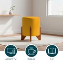 Ver imagem 3 de Kit 2 Puffs Decorativos Eloah Suede Redondo Assento Extra para Sala Quarto Pufe com Pés de Madeira