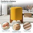 Ver imagem 2 de Kit 2 Puffs Decorativos Eloah Suede Redondo Assento Extra para Sala Quarto Pufe com Pés de Madeira