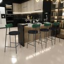 Ver imagem 2 de Kit 03 Banquetas Baixa Bar Cozinha e Sala de Jantar Milão L02 Facto Verde Linho Chumbo - lyam