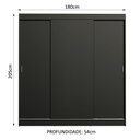 Ver imagem 3 de Guarda-Roupa Casal Madesa Reno 3 Portas de Correr Preto Cor:Preto