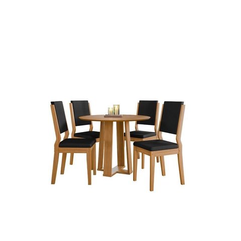 Conjunto Sala de Jantar Mesa Isabela 100x100 sem Vidro com 4 Cadeiras Carol Ype/veludo Preto - Nc