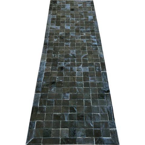 Tapete de couro passadeira preto natural 0,70x2,30 com borda