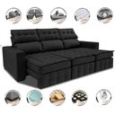 Ver imagem 3 de Sofá Retrátil e Reclinável 2.50m Molas Ensacadas e Costura Tripla Cama inBox Nobre Suede Preto