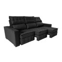 Ver mais imagens de Sofá Retrátil e Reclinável 2.50m Molas Ensacadas e Costura Tripla Cama inBox Nobre Suede Preto
