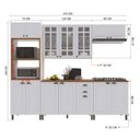 Ver imagem 3 de Cozinha Modulada 5 Peças 1 Torre Quente 2 Balcão com Tampo 2 Aéreos 100% MDF com Vidro Bari